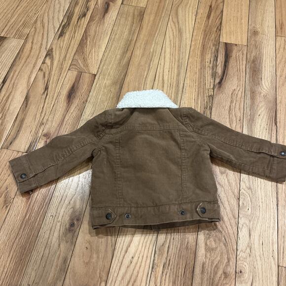 Janie and Jack 12-18 Month Corduroy Sherpa Button Snap Up Toddler Jacket Brown - Picture 3 of 7
